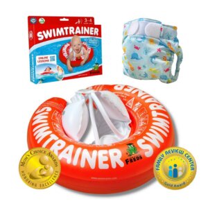 Pack Swimtrainer Classic rouge et maillot couche bleu