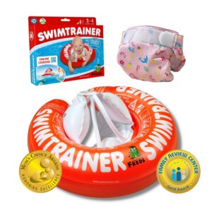 Pack Swimtrainer Classic rouge et maillot couche Rose